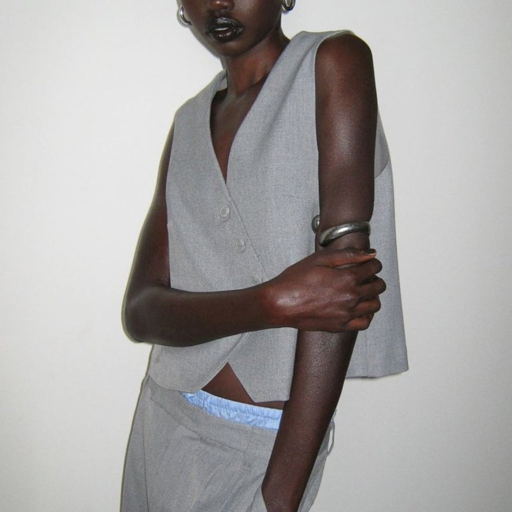 H&M | Asymmetric-front Suit Vest | Grey | Medium